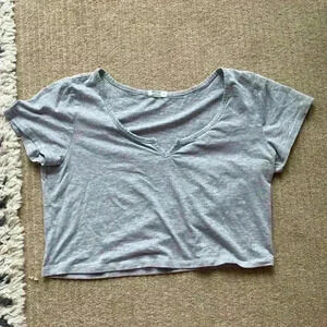 Ardene Cropped Short-Sleeve Shirt light grey, size xl